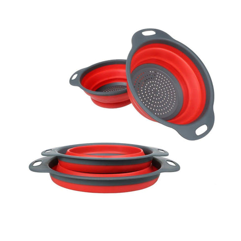 AussieSuperStore Homeware Supplies Collapsible Silicone Colander Folding Kitchen Silicone Strainer (Red) CBSILFOJDREDX2